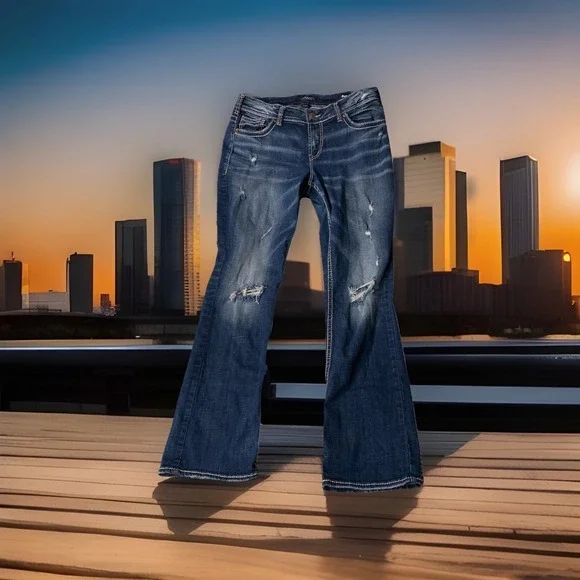 SILVER JEANS SUKI MID SLIM BOOT JEANS WOMENS SIZE 14/33 - Picture 2 of 5